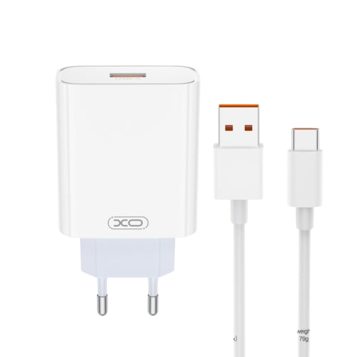 XO Kućni punjač sa kablom od 120W (USB-A) L164, Beli